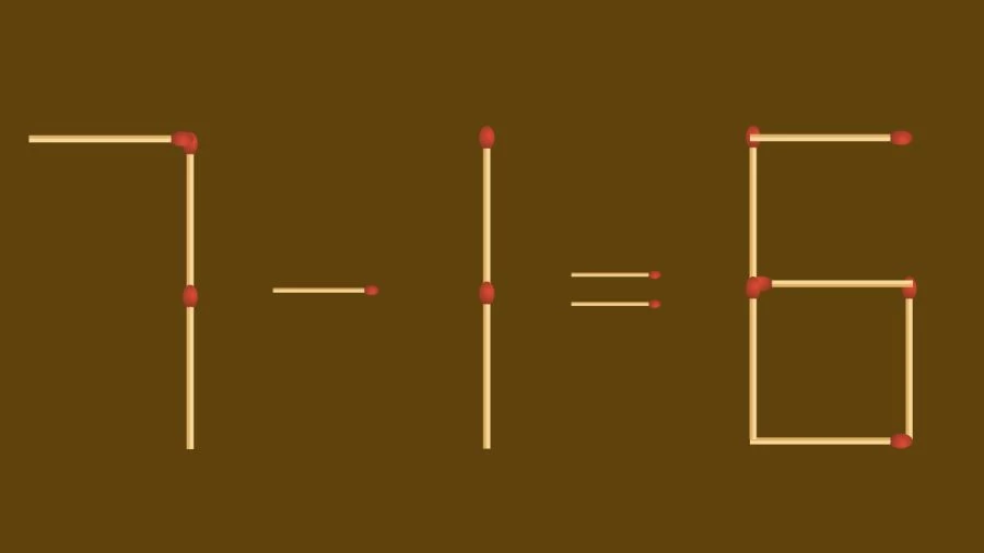 Énigme d'allumette : 1-1=6 Corrigez l'équation en ajoutant 1 bâton | Puzzle d'allumettes