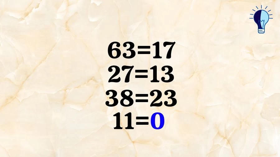 Test de QI Brain Teaser : Si 63=17, 27=13, 38=23, alors 11= ?