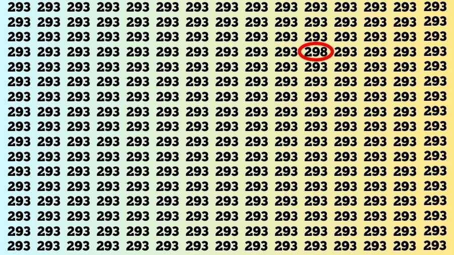 Test visuel d'observation : Si vous avez des yeux perçants, trouvez le nombre 298 parmi 293 en 20 secondes.