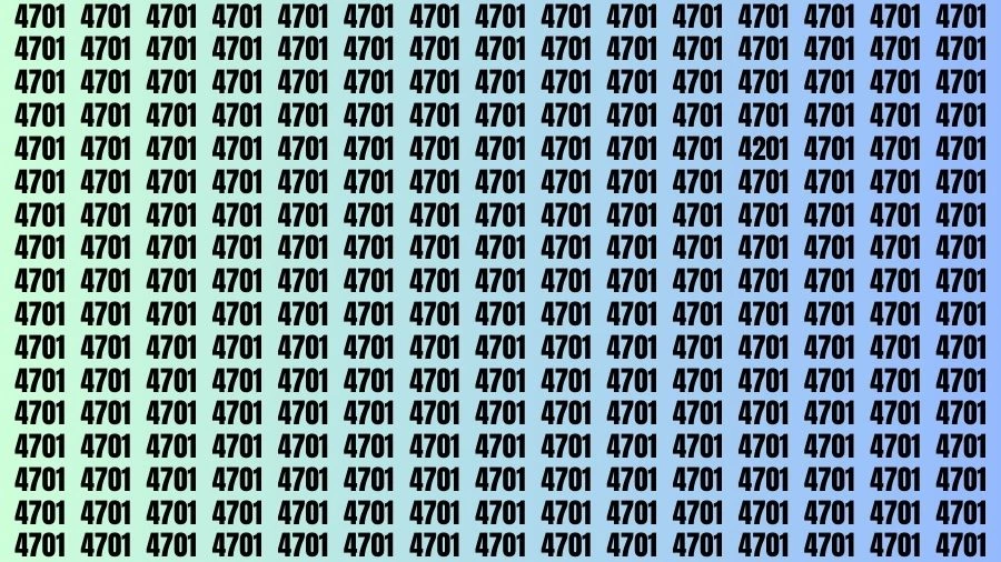 Défi cérébral d'observation : si vous avez des yeux d'aigle, trouvez le nombre 4201 parmi 4701 en 12 secondes.